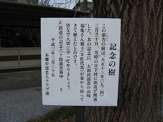 「記念の樹」説明板。
